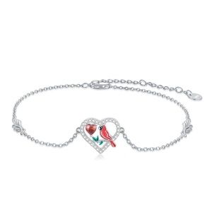 Red Cardinal Bird Charm Bracelet